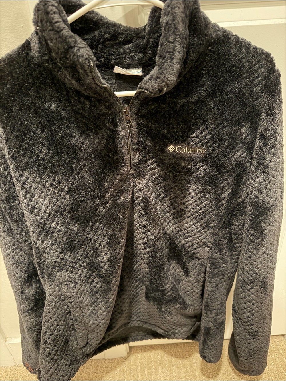 Columbia Women's Black Plush Half-Zip Turtleneck Sweater